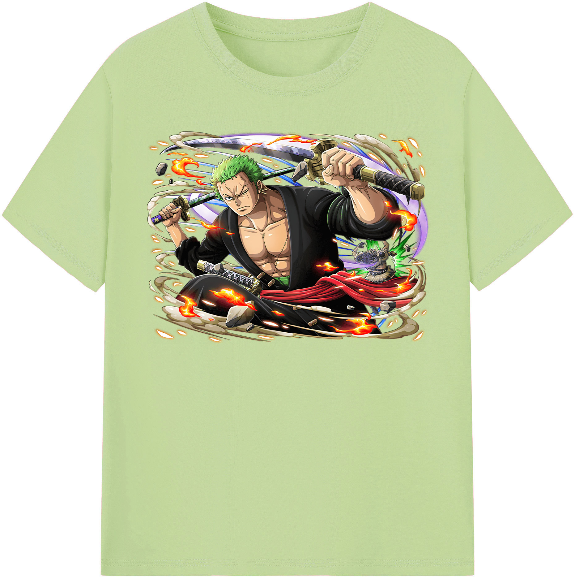 ワンピース ロロノア・ゾロ ONE PIECE Roronoa Zoro 綿100％半袖Tシャツ（フロントプリント）